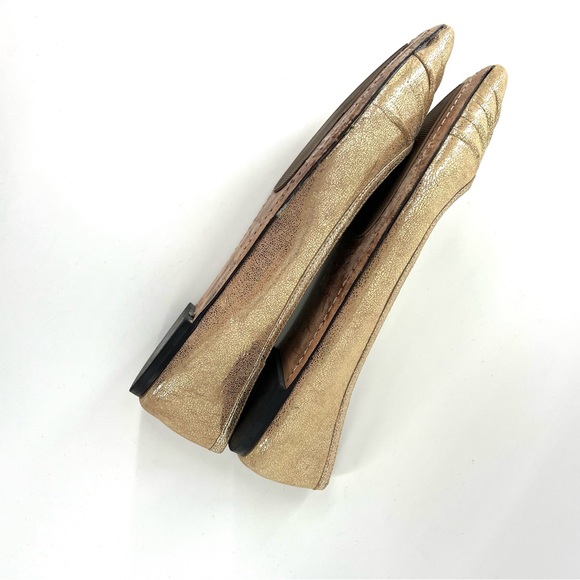 Leoffler Randall Gold Metallic Crackle Pointed Flats 9.5 - Picture 8 of 14